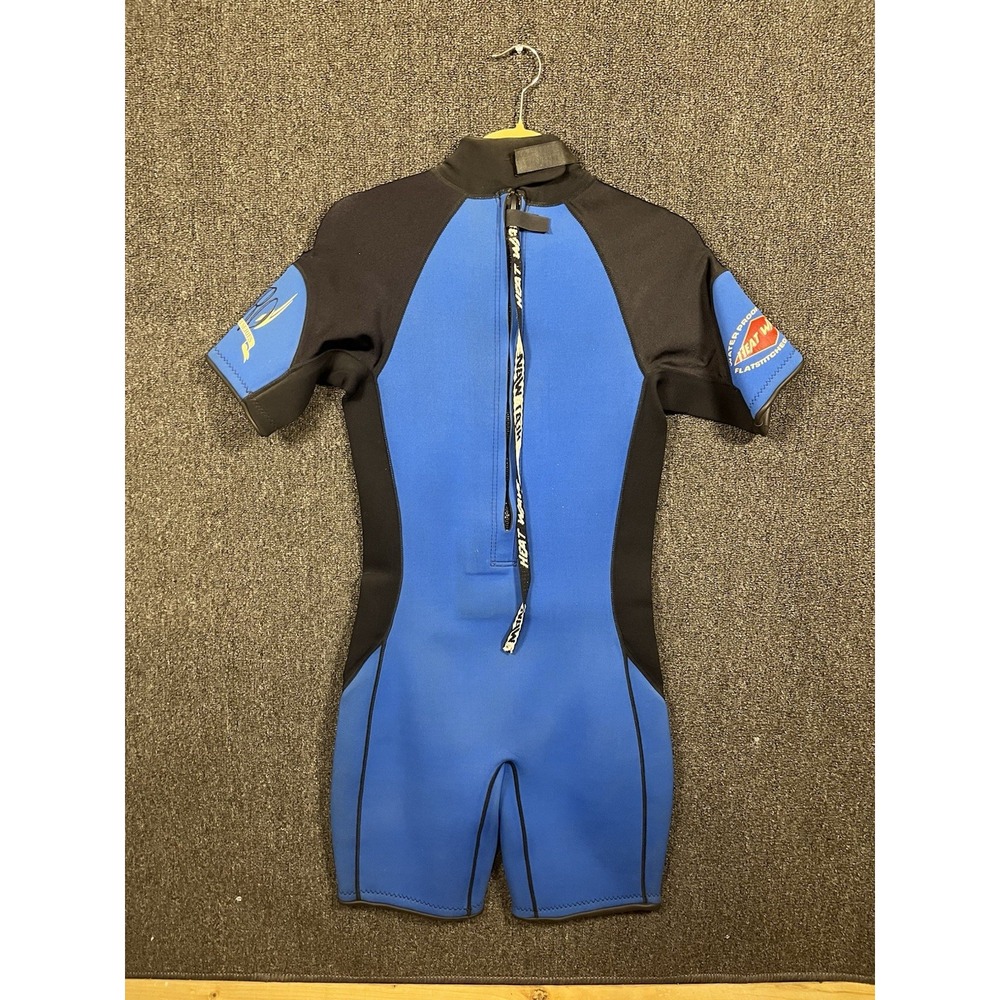 Heat Wave Pro Am Series Shorty Wetsuit Mens S Blue Black 2mm 1.5mm Thermo Tech